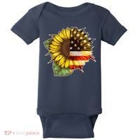 American Flag Sunflower Baby Bodysuit thumb 0