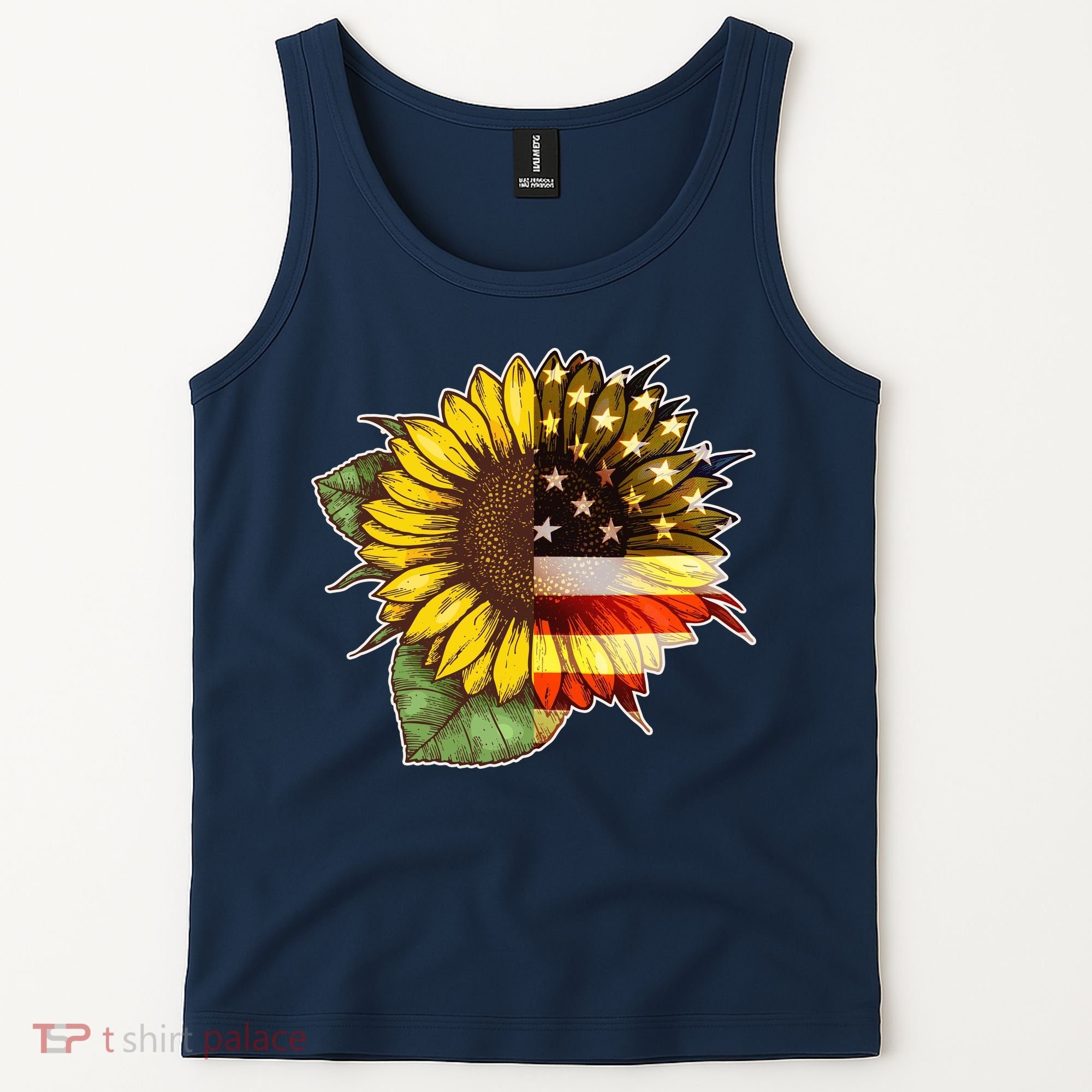 American Flag Sunflower Tank Top