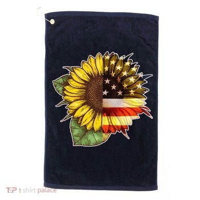 American Flag Sunflower Golf Towel