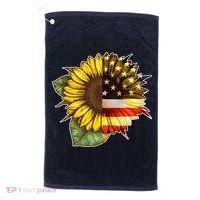 American Flag Sunflower Golf Towel thumb 0