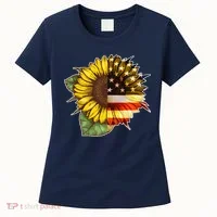American Flag Sunflower Women's T-Shirt thumb 0