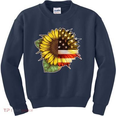 American Flag Sunflower Kids Sweatshirt