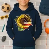 American Flag Sunflower Kids Hoodie thumb 2