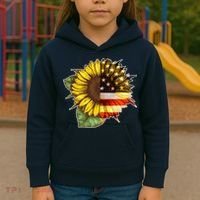 American Flag Sunflower Kids Hoodie thumb 3