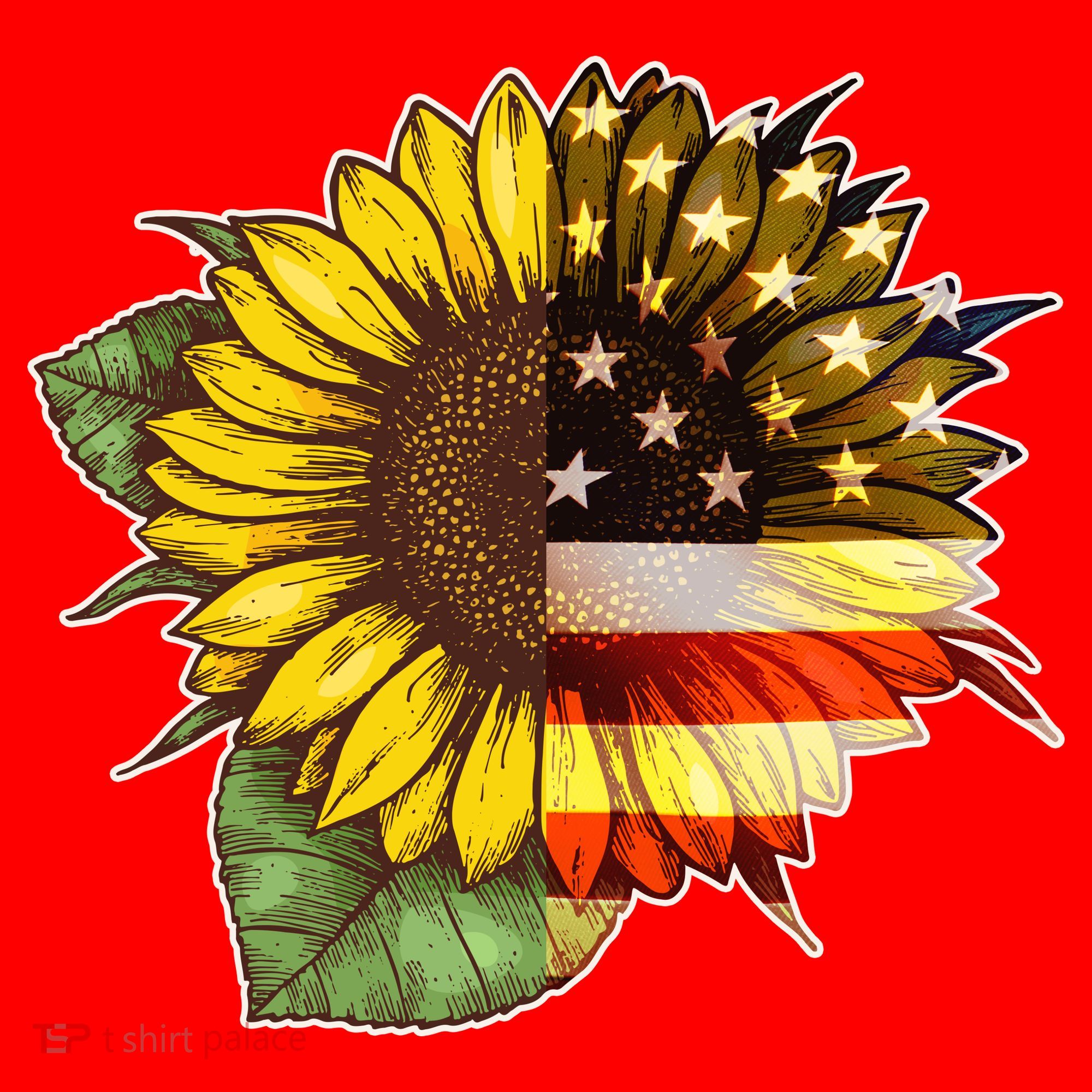 American Flag Sunflower Santa Hat