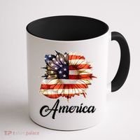 American Flag Sunflower USA Coffee Mug thumb 1