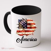 American Flag Sunflower USA Coffee Mug thumb 0