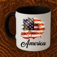 American Flag Sunflower USA Coffee Mug thumb 2