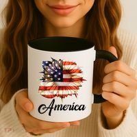 American Flag Sunflower USA Coffee Mug thumb 3