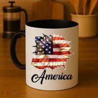 American Flag Sunflower USA Coffee Mug thumb 4
