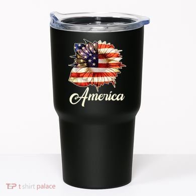 American Flag Sunflower USA Tumbler