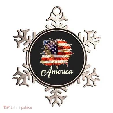 American Flag Sunflower USA Ornament