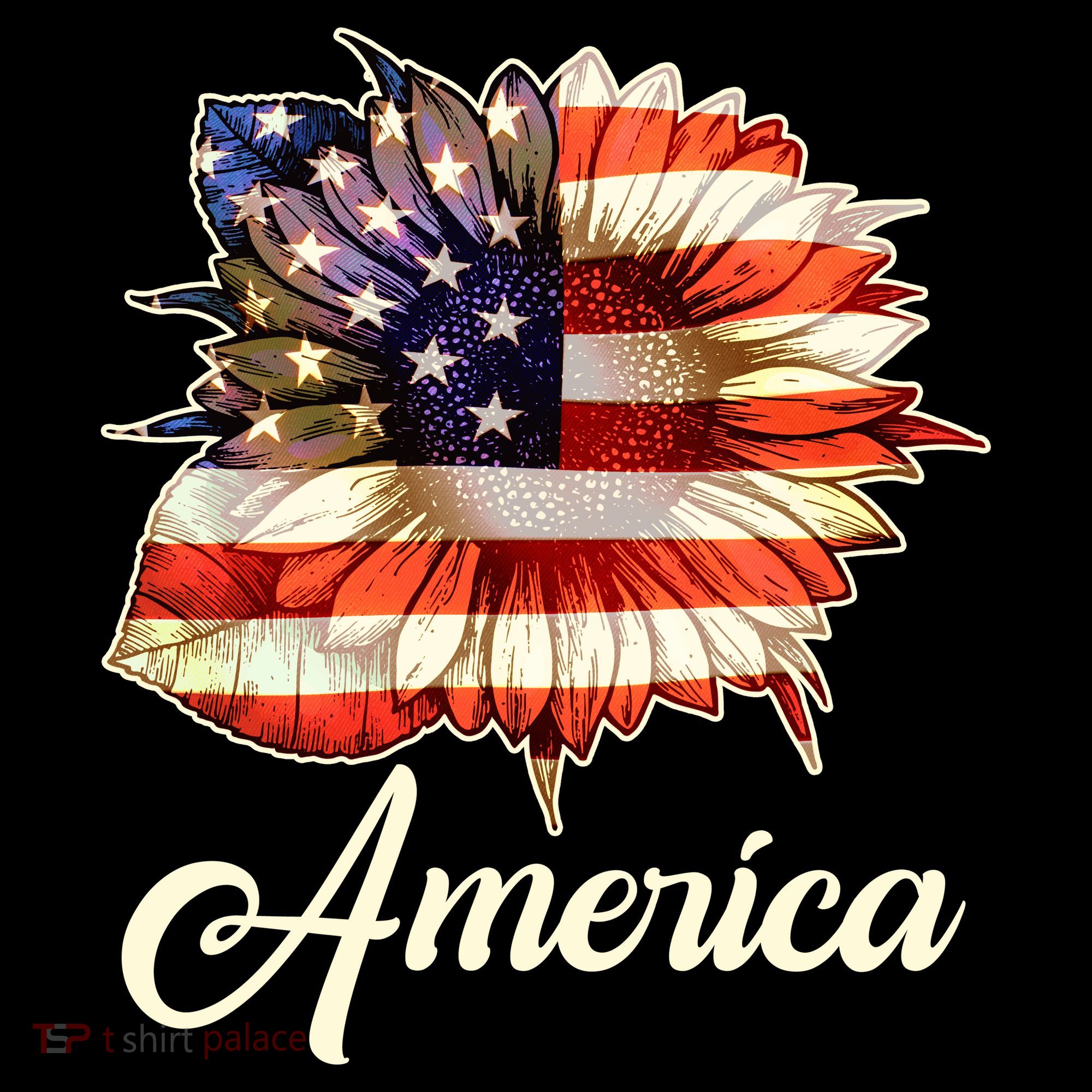 American Flag Sunflower USA Ornament