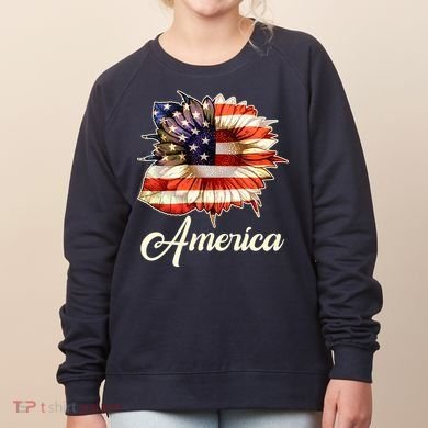 American Flag Sunflower USA Women's Sweatshirt