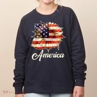 American Flag Sunflower USA Women's Sweatshirt thumb 0
