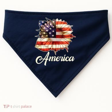 American Flag Sunflower USA USA-Made Doggie Bandana