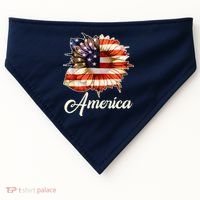 American Flag Sunflower USA USA-Made Doggie Bandana thumb 0