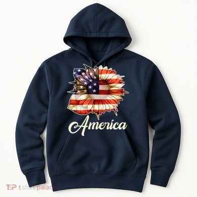 American Flag Sunflower USA Hoodie