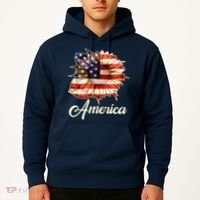 American Flag Sunflower USA Hoodie thumb 2