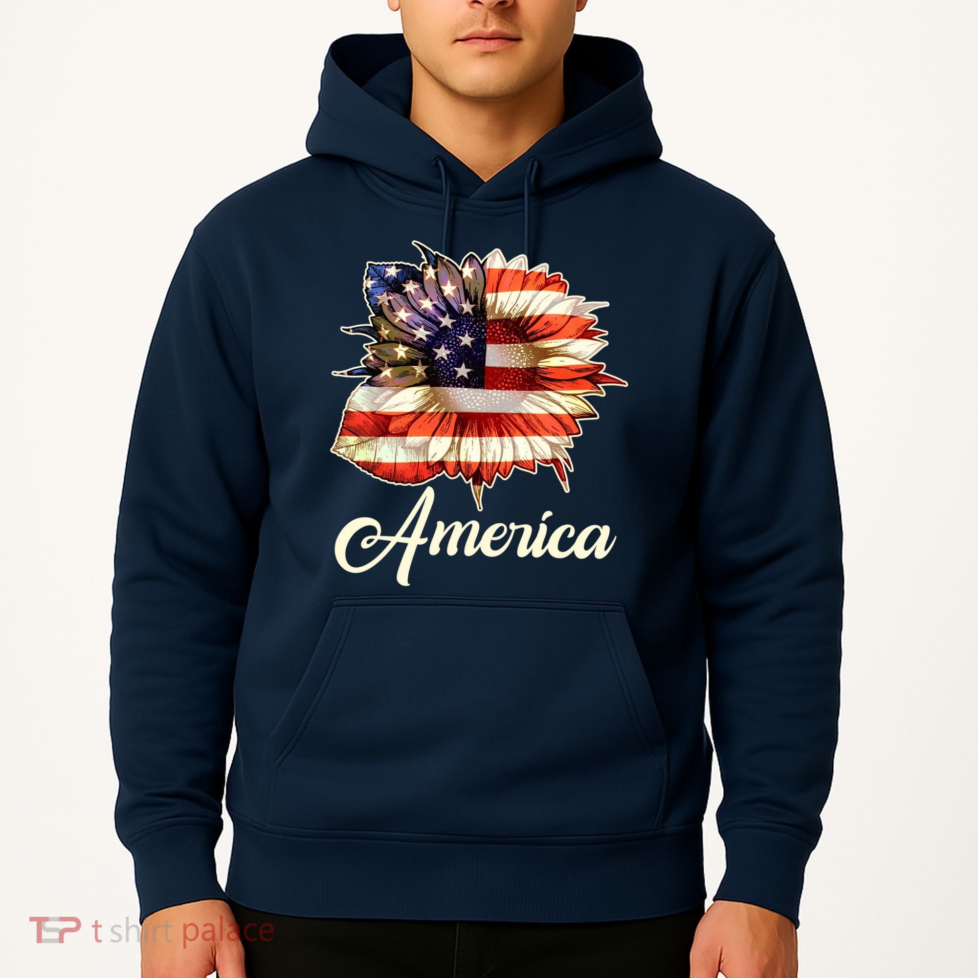 American Flag Sunflower USA Hoodie