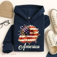 American Flag Sunflower USA Hoodie thumb 4