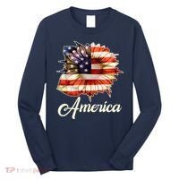 American Flag Sunflower USA Long Sleeve Shirt thumb 0