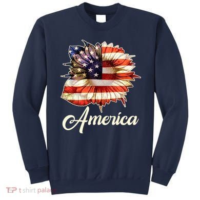 American Flag Sunflower USA Sweatshirt