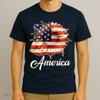 American Flag Sunflower USA T-Shirt thumb 3