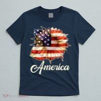 American Flag Sunflower USA T-Shirt thumb 5