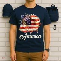 American Flag Sunflower USA T-Shirt thumb 6