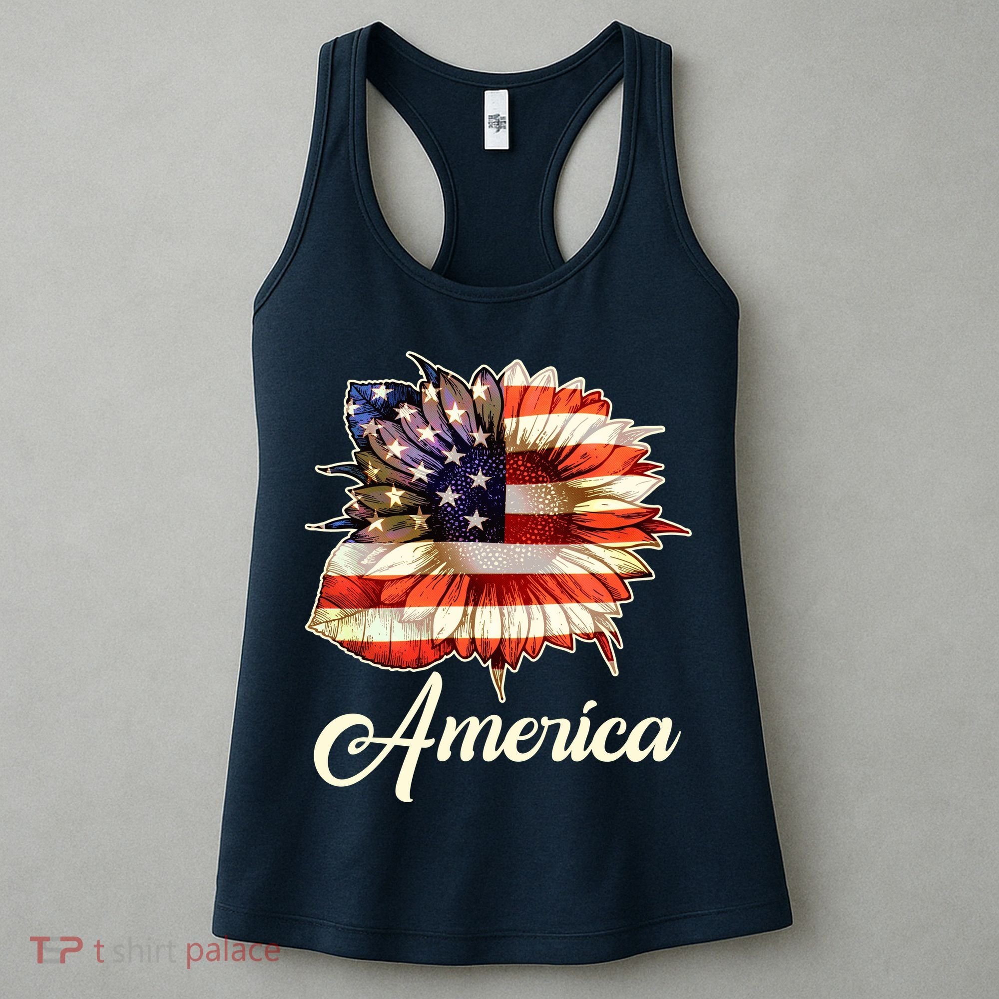 American Flag Sunflower USA Women's Tank Top