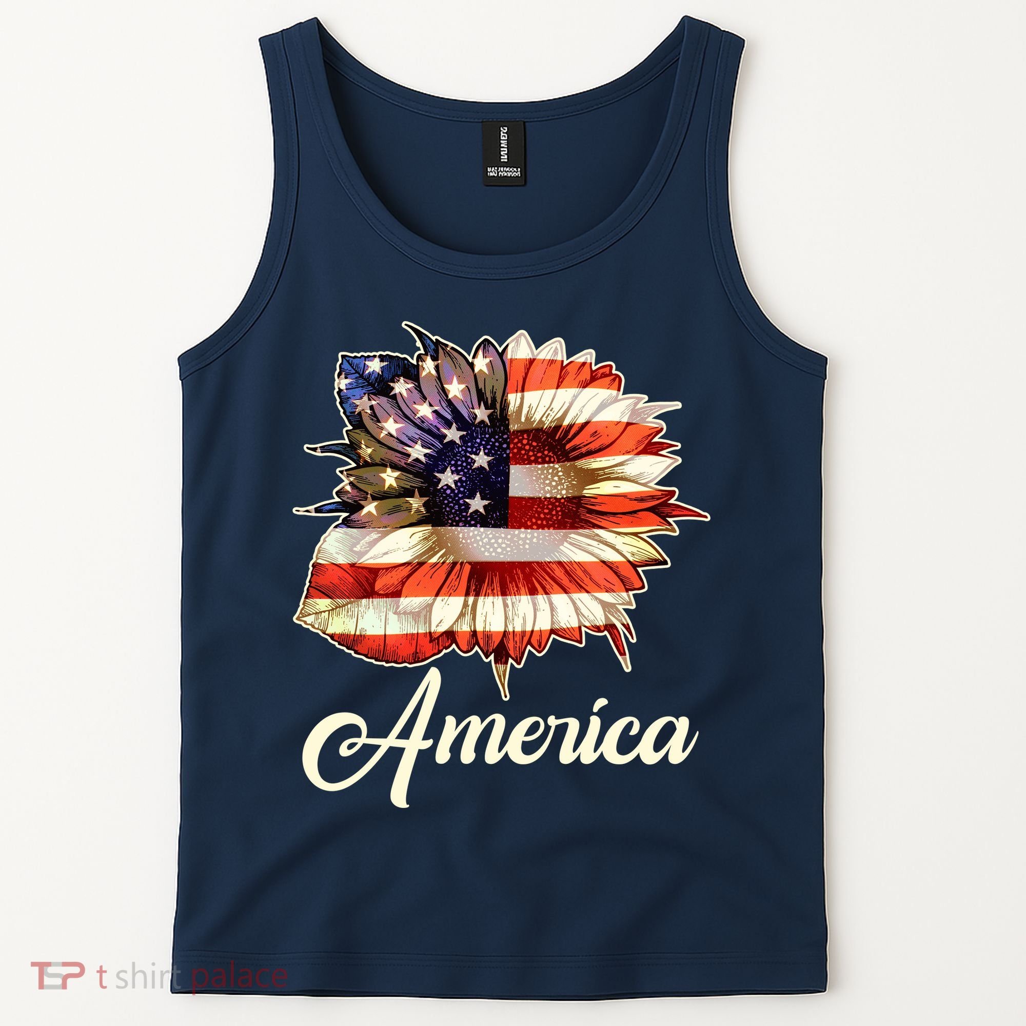 American Flag Sunflower USA Tank Top