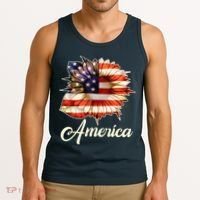 American Flag Sunflower USA Tank Top thumb 3