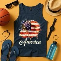 American Flag Sunflower USA Tank Top thumb 4