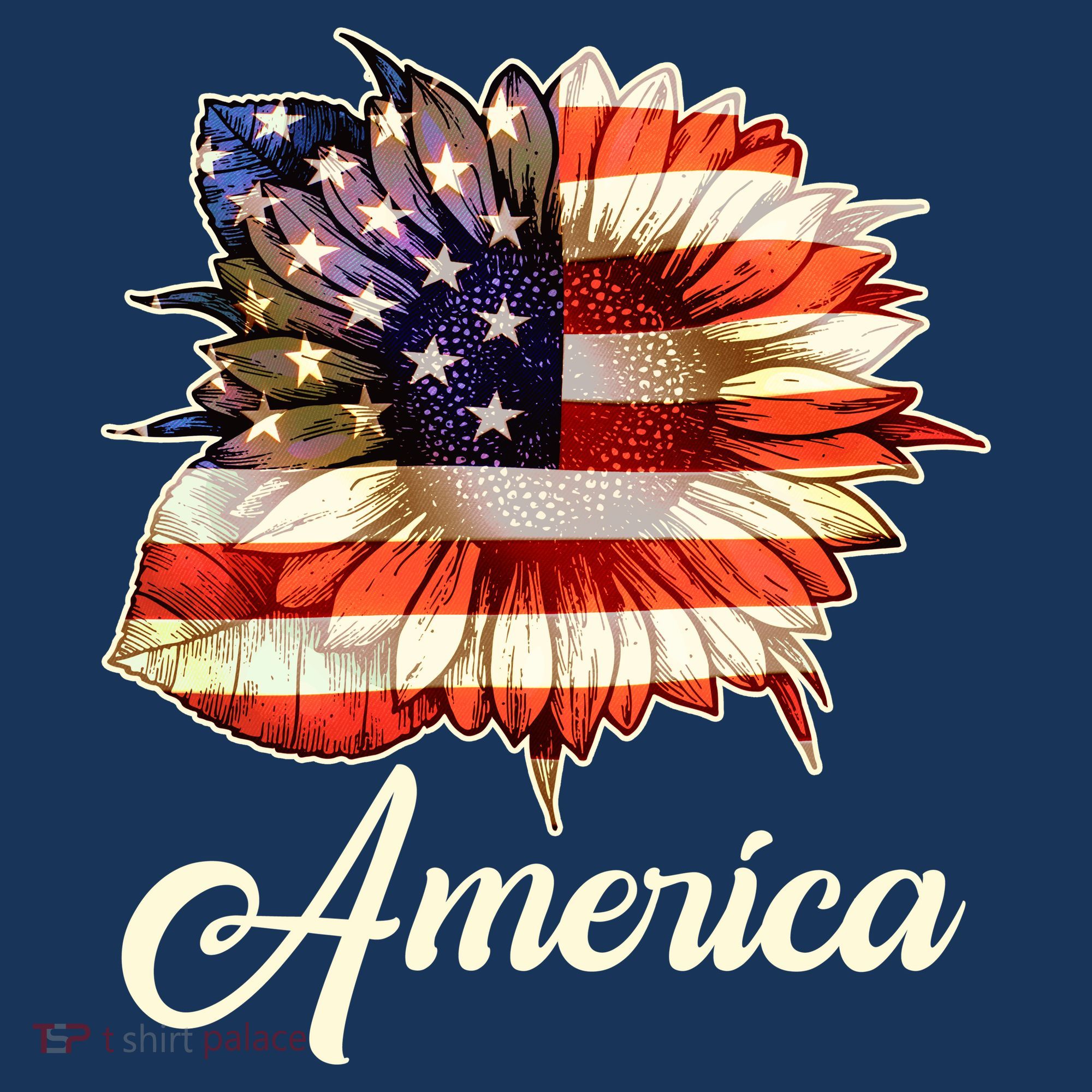 American Flag Sunflower USA Tank Top