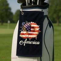 American Flag Sunflower USA Golf Towel thumb 2