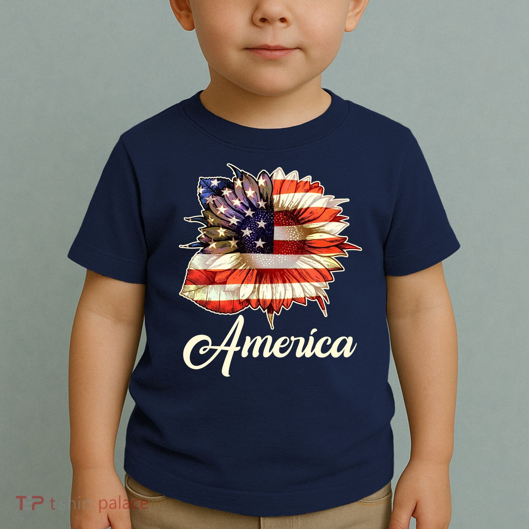 American Flag Sunflower USA Toddler T-Shirt