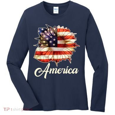 American Flag Sunflower USA Women's Long Sleeve Shirt
