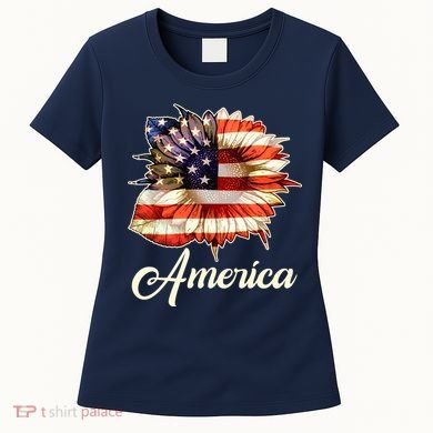 American Flag Sunflower USA Women's T-Shirt