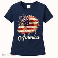 American Flag Sunflower USA Women's T-Shirt thumb 0