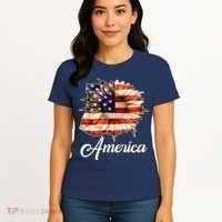 American Flag Sunflower USA Women's T-Shirt thumb 4