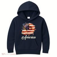 American Flag Sunflower USA Kids Hoodie thumb 0