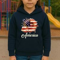 American Flag Sunflower USA Kids Hoodie thumb 3
