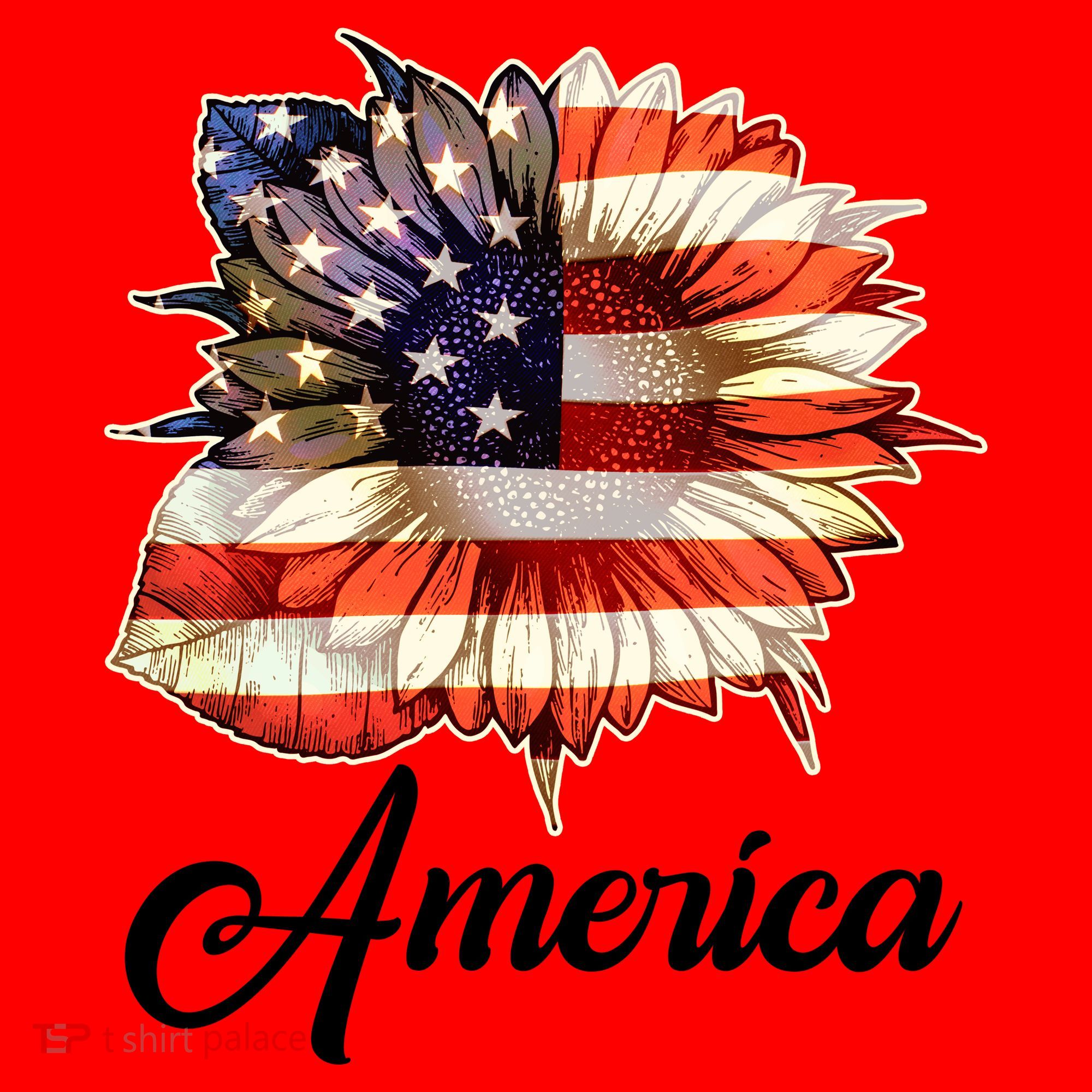 American Flag Sunflower USA Santa Hat