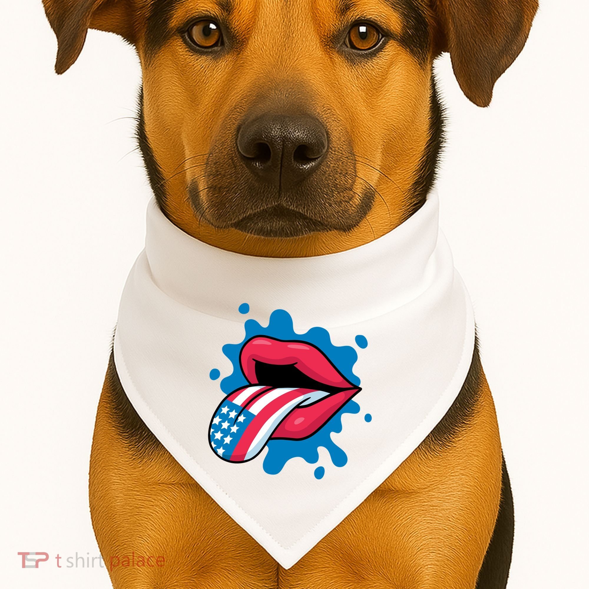 American Flag Tongue USA-Made Doggie Bandana
