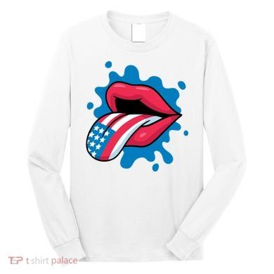American Flag Tongue Long Sleeve Shirt