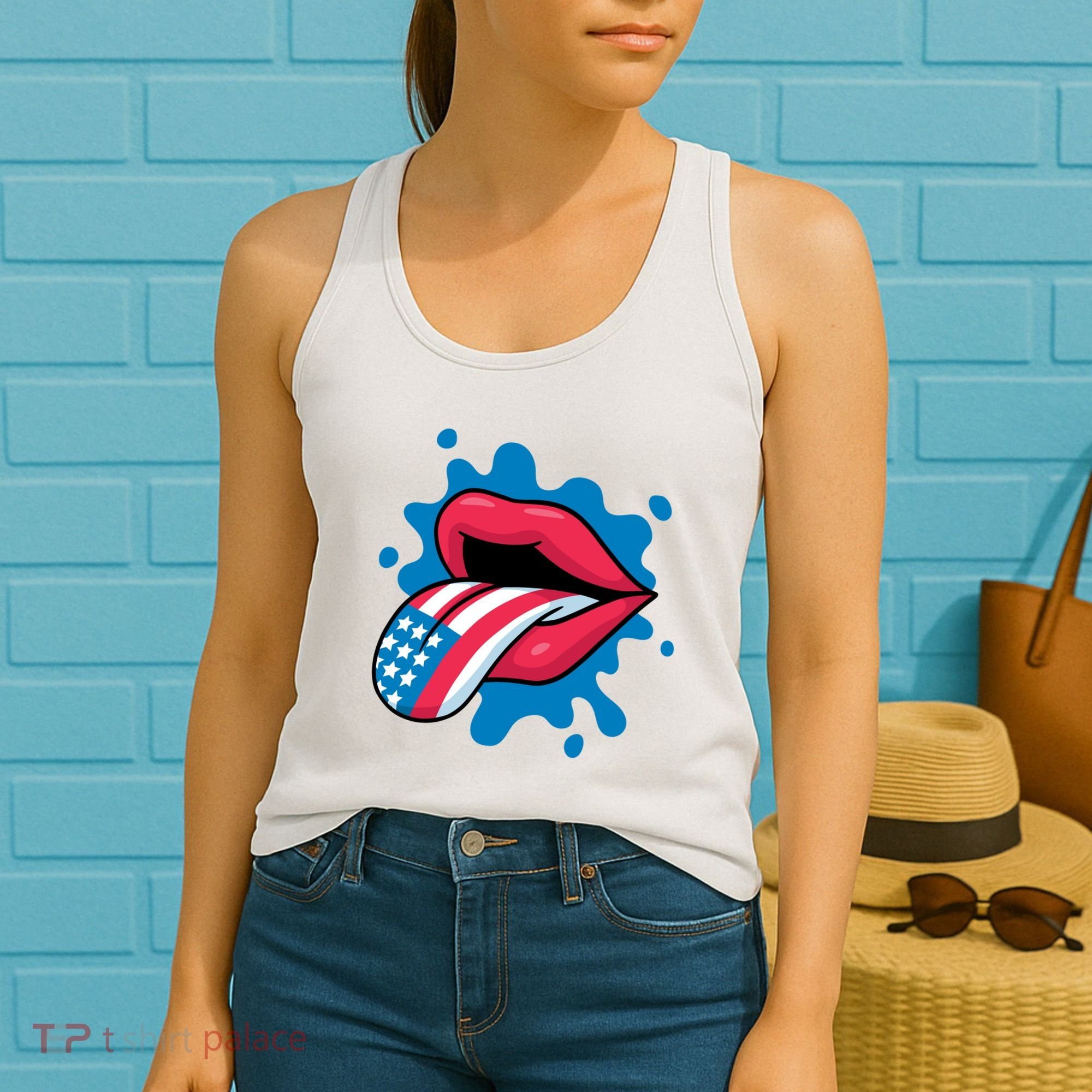 American Flag Tongue Women's Tank Top
