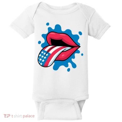 American Flag Tongue Baby Bodysuit