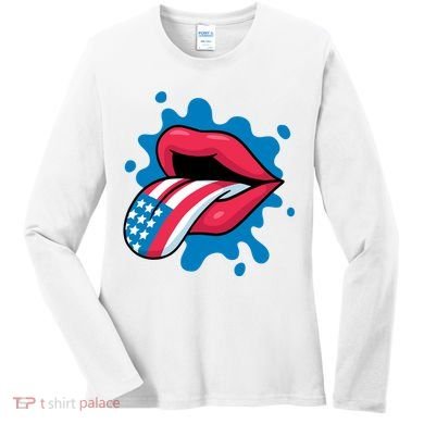 American Flag Tongue Women's Long Sleeve Shirt