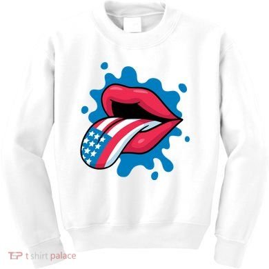 American Flag Tongue Kids Sweatshirt